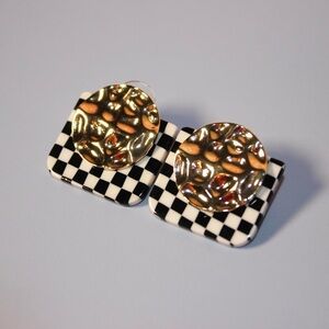 Checkered Black and White Earrings